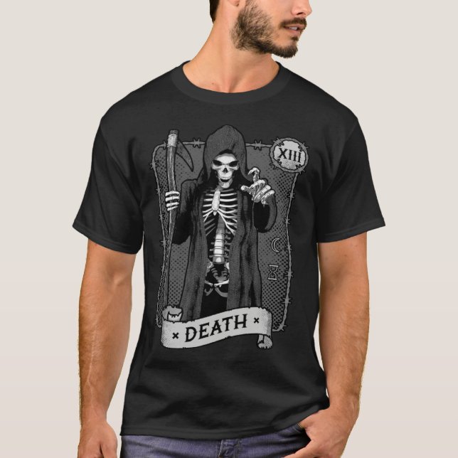 T-shirt Death Tarot Card Occult Dark Grim Reaper Astrology (Devant)