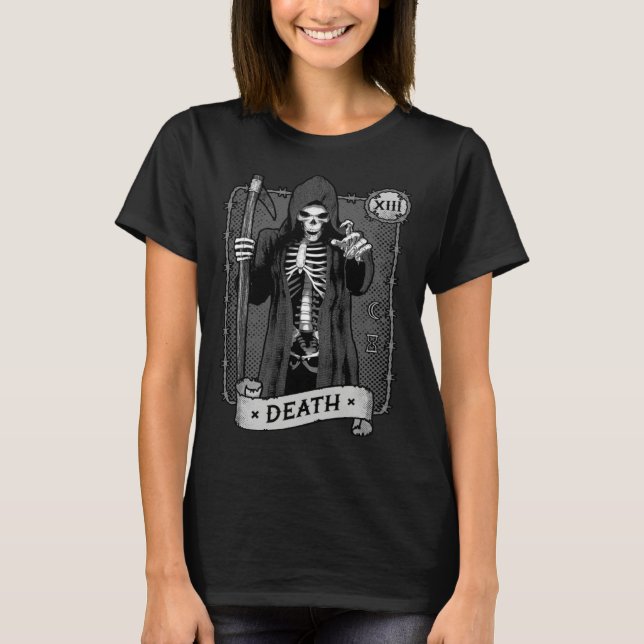 T-shirt Death Tarot Card Occult Dark Grim Reaper Astrology (Devant)