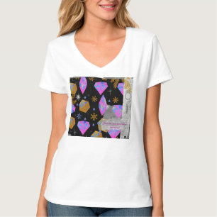 T-shirt Débardeur à col en V Pink Diamonds & Golden Stars