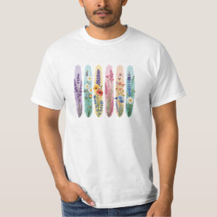 T-shirt Débardeur botanique à fleurs sauvages Flore aqua