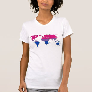 T-shirt Débardeur carte du monde de la fierté bisexuelle