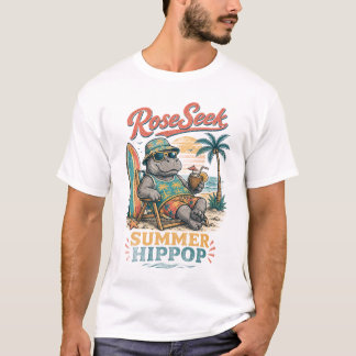 T-shirt Débardeur graphique rétro Hippo Beach Summer |Vint