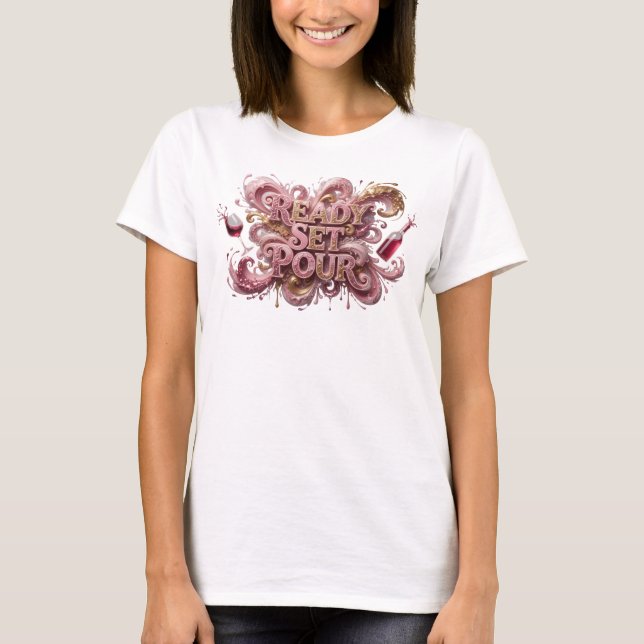 T-shirt Débardeur graphique Statement Rose READY SET POUR (Devant)