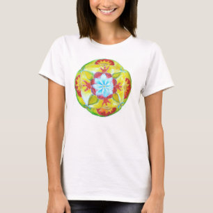 T-shirt Débardeur Yoga Mandala peint à la main rouge jaune