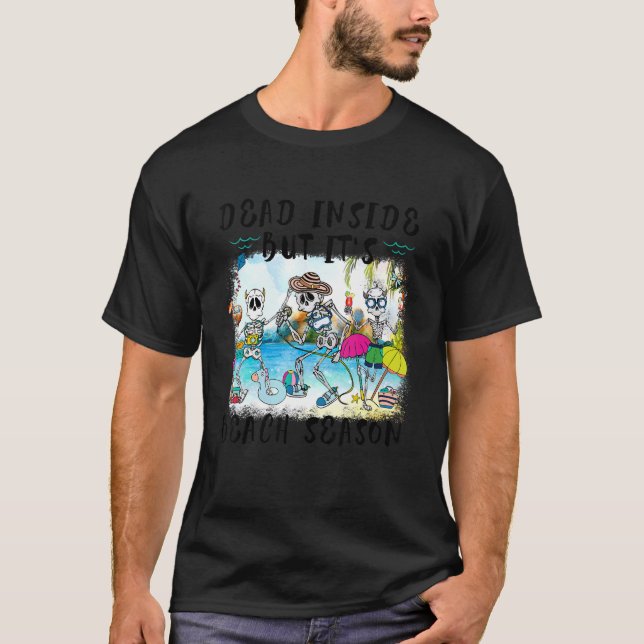 T-shirt Debout À L'Intérieur Mais Saison Plage Bonjour Été (Devant)