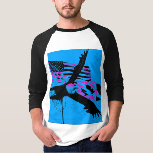 T-shirt Debout ensemble - Drapeaux Canada, États-Unis et A