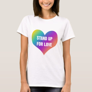 T-shirt Debout pour l'amour (Coeur arc-en-ciel)