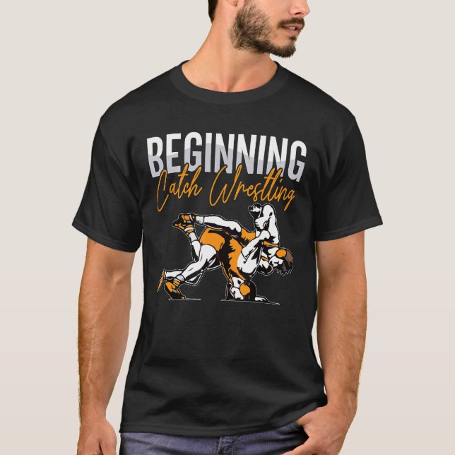 T-shirt Début du jeu de lutte de pêche Wres Catch (Devant)