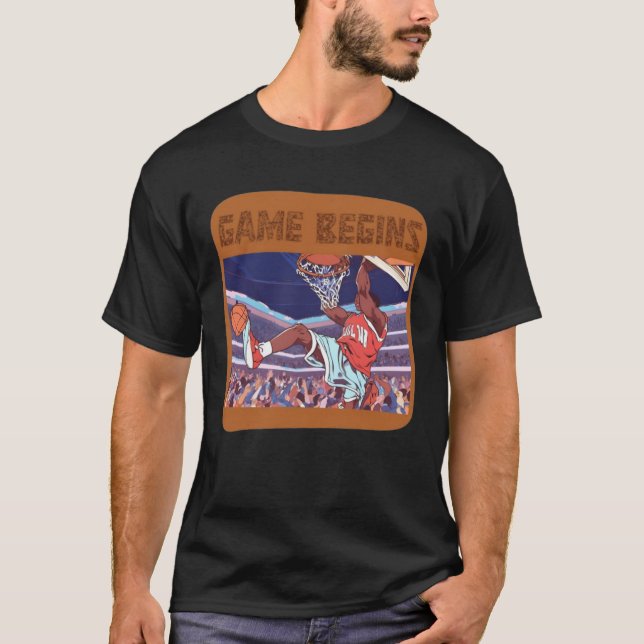 T-shirt début du match de basket-ball slam dunk (Devant)