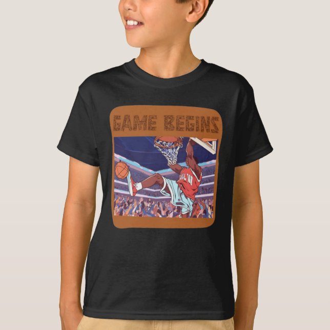 T-shirt début du match de basket-ball slam dunk (Devant)