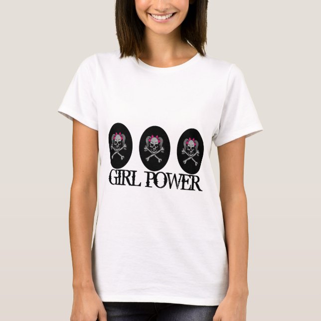T-shirt Décal crâne Ponytail avec vaches roses - Customisé (Devant)