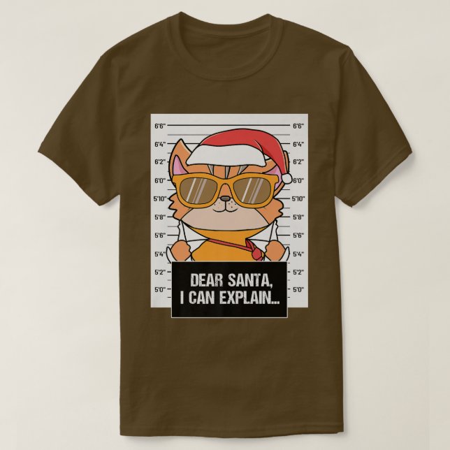 T-shirt Décar Santa I Can Eplain Cat Puss Criminal Christm (Design devant)