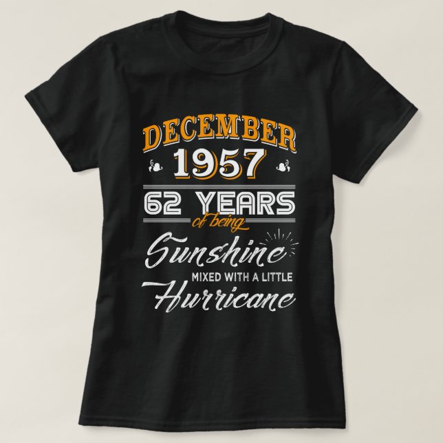 T-shirt Décembre 1957 soixante-deuxième cadeaux (Design devant)