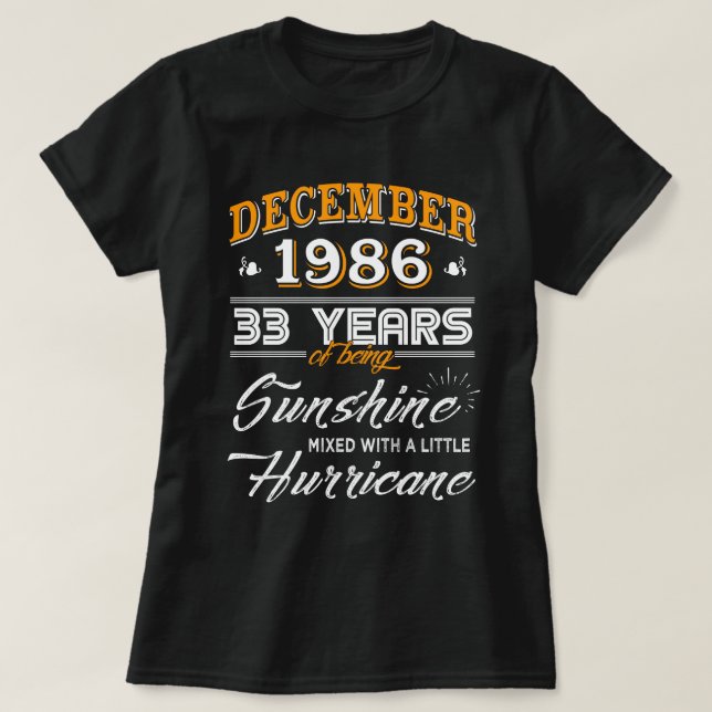 T-shirt Décembre 1986 trentes-troisième cadeaux (Design devant)