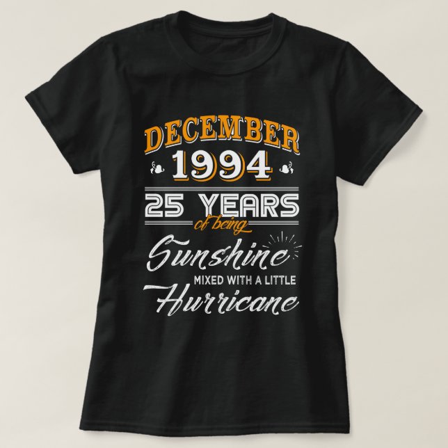 T-shirt Décembre 1994 25èmes cadeaux d'anniversaire de (Design devant)