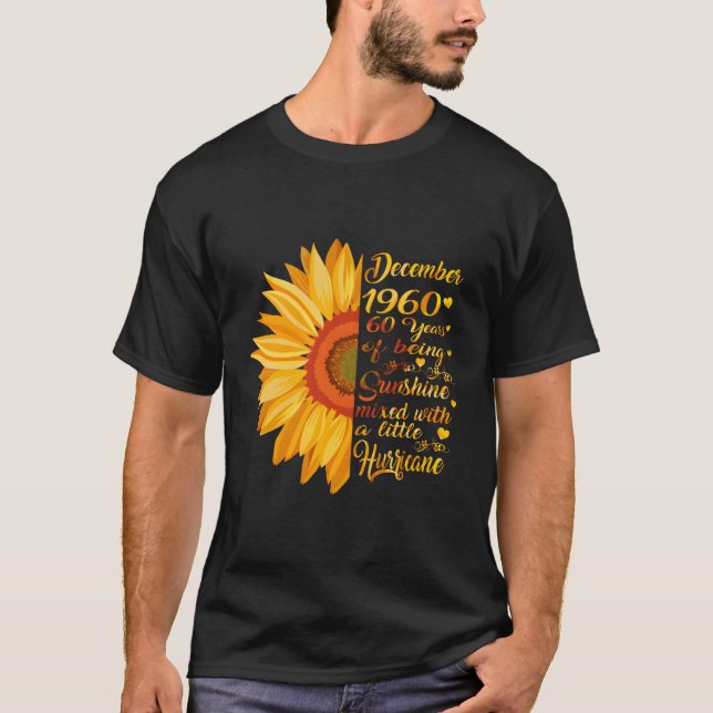 T-shirt Décembre Filles 1960 Chemise Tournesol 60E Anniver (Devant)