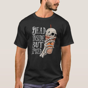 T-shirt Décès À L'Intérieur Mais Épicé Citrouille Crâne Ca
