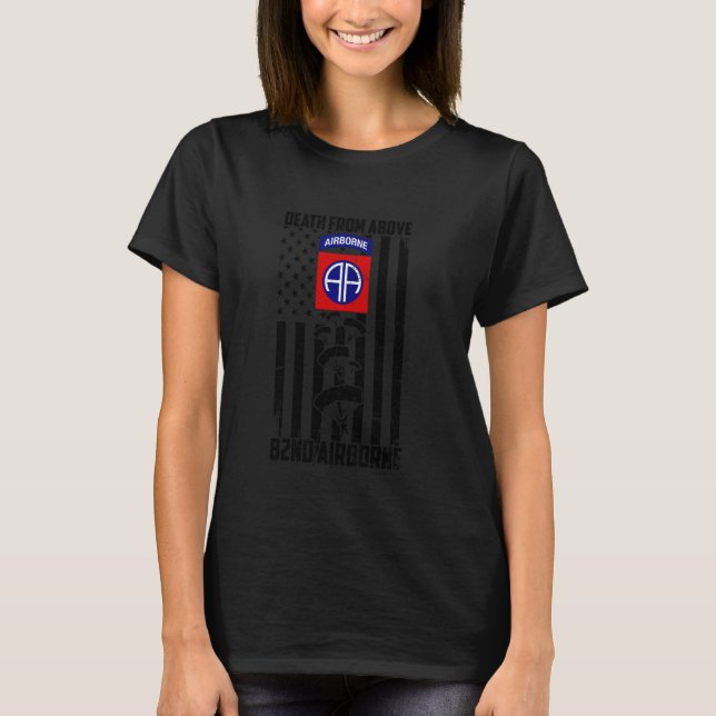 T-shirt Décès d'au-dessus du drapeau Vétéran américain 82e (Devant)