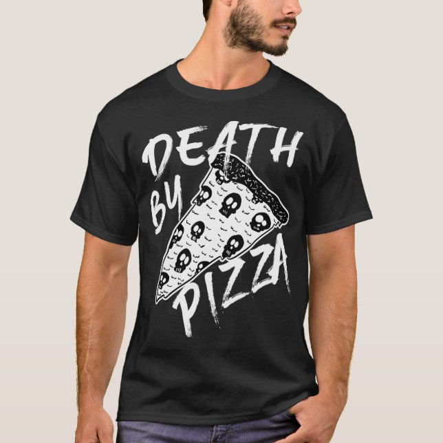 T-shirt Décès par Pizza Pepperoni Skulls Metal Text Hallow (Devant)