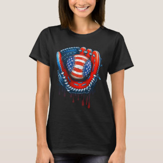 T-shirt Déchets de base-ball Ice Cream Sprinkings 4 juille