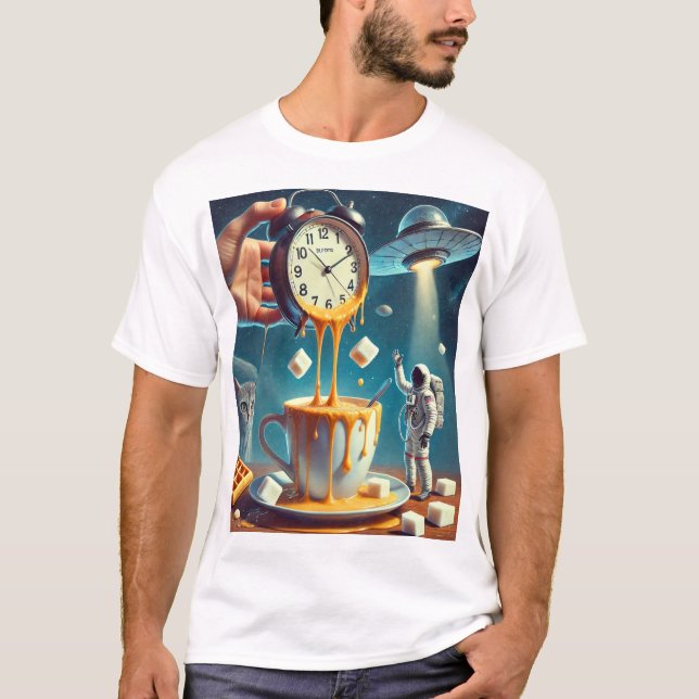 T-shirt Déchets de temps et Sips cosmiques - Surreal Coffe (Devant)