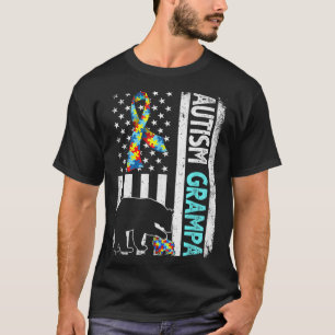 T-shirt Déchiré américain Drapeau Autisme Grampa Bear Auti