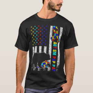 T-shirt Déchiré américain Drapeau Autisme Pap Pap Bear Awa