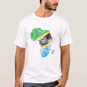 T-shirt Déchiré Drapeau de Tanzanie sur le continent afric