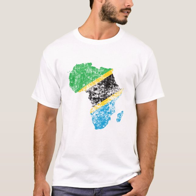 T-shirt Déchiré Drapeau de Tanzanie sur le continent afric (Devant)