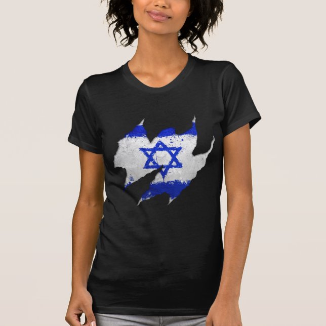 T-shirt Déchirure de graffiti de drapeau de l'Israël (Devant)