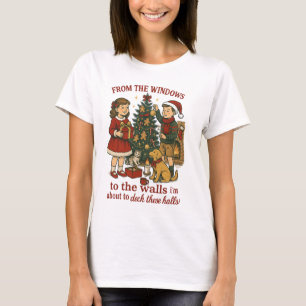T-shirt Deck Ces Halls Drôle Noël Vintage Rétro