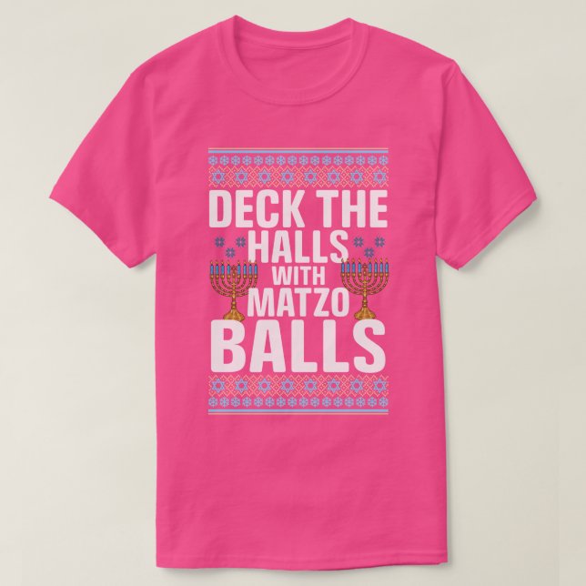 T-shirt Deck Hall Avec Matzo Balls Hanoukka (Design devant)