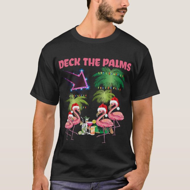 T-shirt Deck Le Flamant rose Palms Tropical Christmas Palm (Devant)