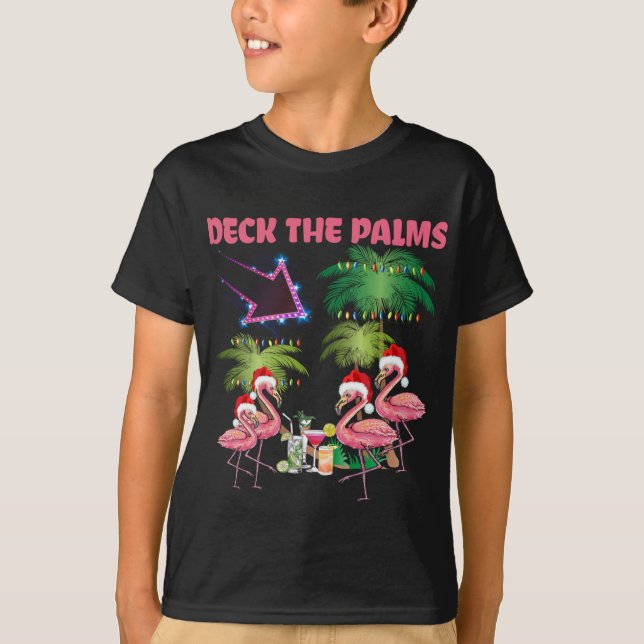 T-shirt Deck Le Flamant rose Palms Tropical Christmas Palm (Devant)