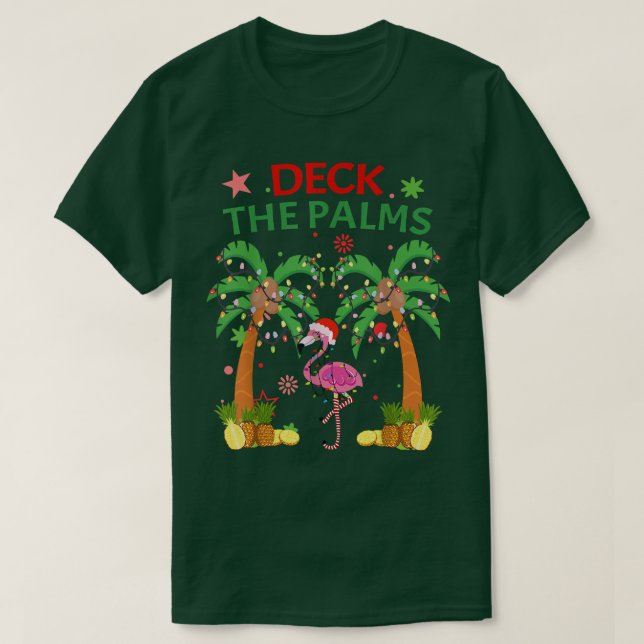 T-shirt Deck Les Palms Pajamas Noël Floride Flamant rose (Design devant)