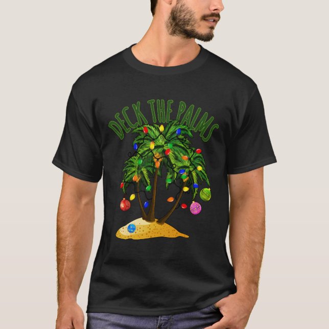 T-shirt Deck Les Palms Tropical Hawaii Christmas Palm Tree (Devant)