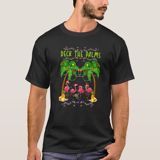 T-shirt Deck Palms Joyeux Flamant rose Noël (Devant)
