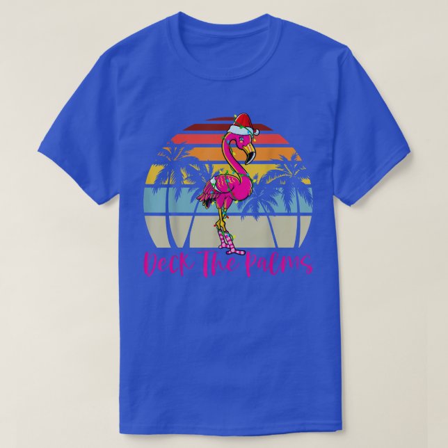T-shirt Deck the Palms Christmas Flamingo Palm Tree Tropic (Design devant)