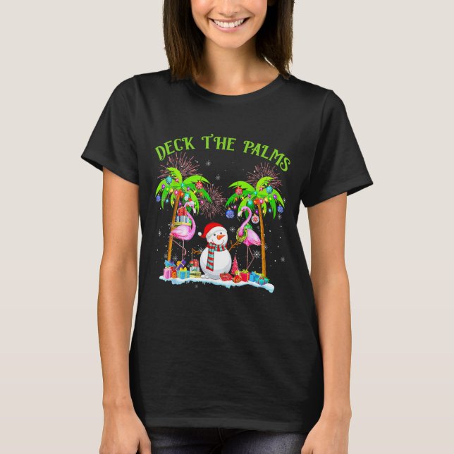 T-shirt Deck The Palms Flamingo Trocal Christmas Lights Pa (Devant)