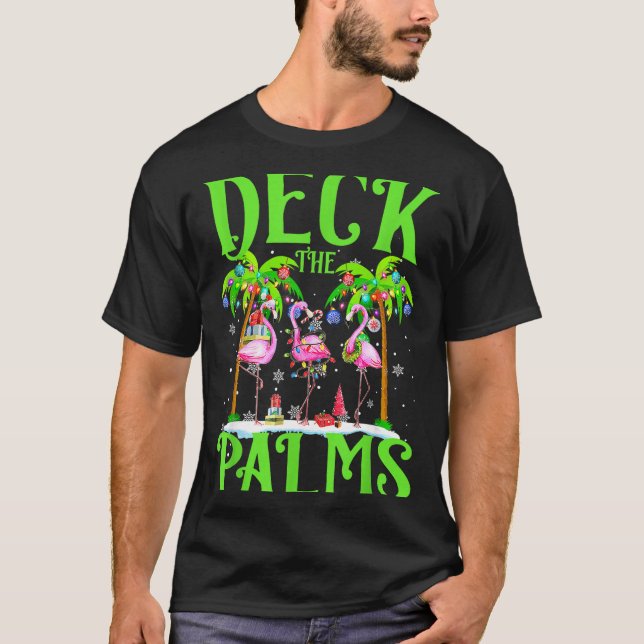 T-shirt Deck The Palms Flamingo Trocal Christmas Lights Pa (Devant)