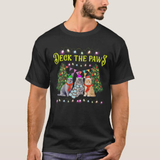 T-shirt Deck The Paw, Chat À Écharpe, Chat D'Amour, Noël D