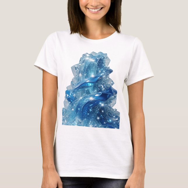 T-shirt Déclaration Argent BLUE ICE WAVE Art en texte 3D (Devant)