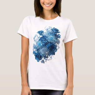 T-shirt Déclaration Argent ROSES BLEUES Dessin Texte