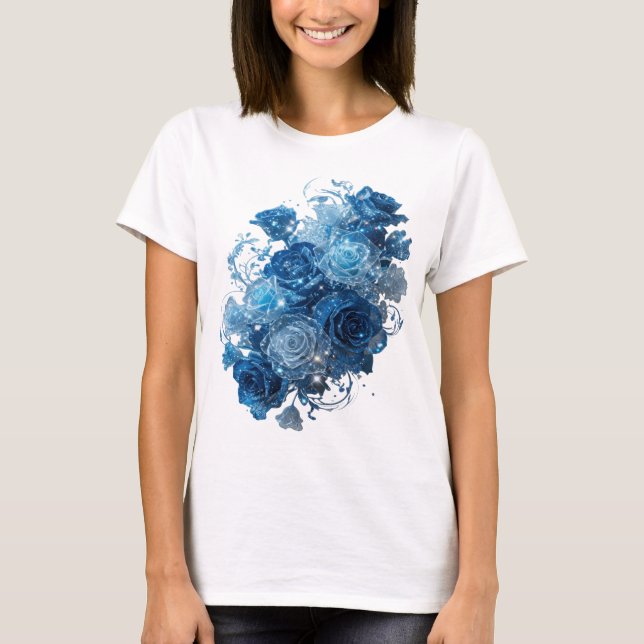 T-shirt Déclaration Argent ROSES BLEUES Dessin Texte (Devant)