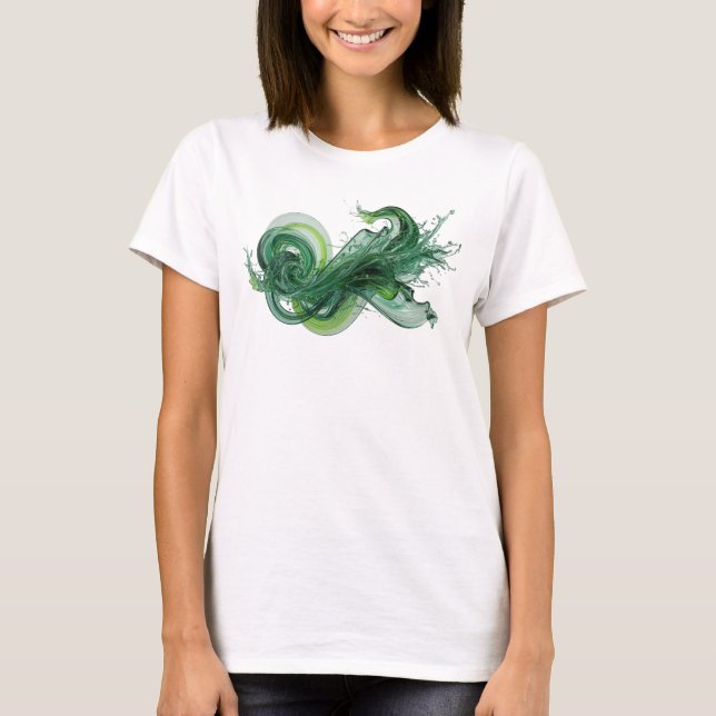 T-shirt Déclaration Art Abstrait Vert Design (Devant)