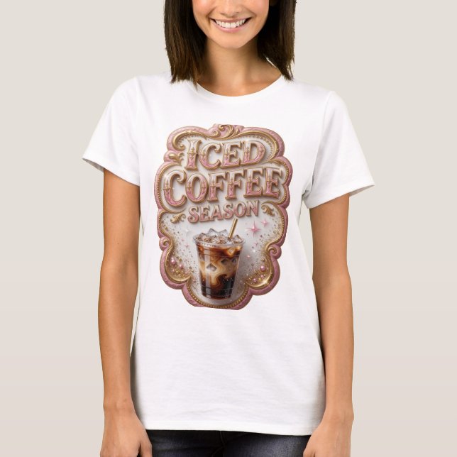 T-shirt Déclaration Café Glacé Or SAISON Dessin Audacieux (Devant)