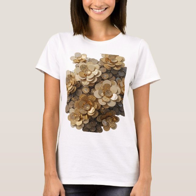 T-shirt Déclaration d'art abstrait argenté moderne (Devant)