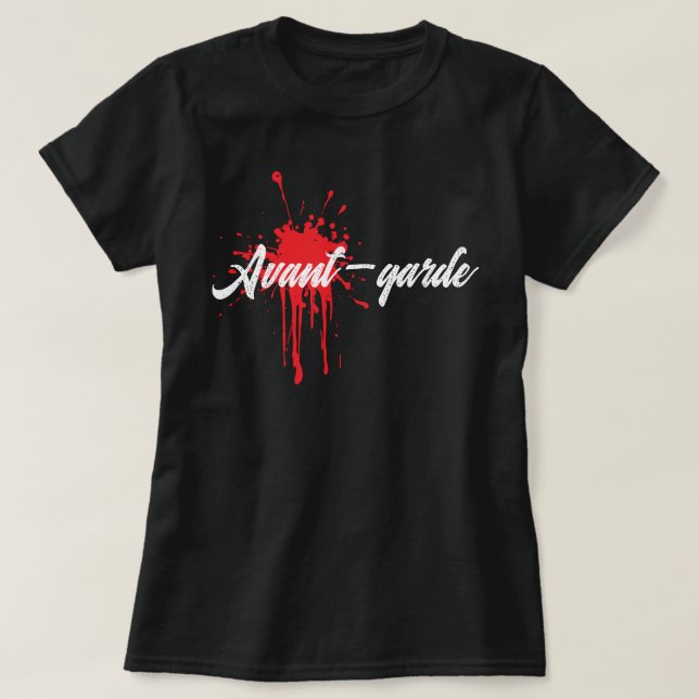 T-shirt Déclaration d'art de peinture noir blanc rouge ava (Design devant)