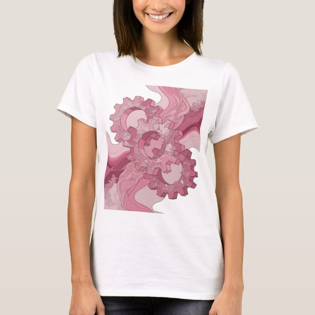 T-shirt Déclaration de conception d'art abstrait rose gras (Devant)