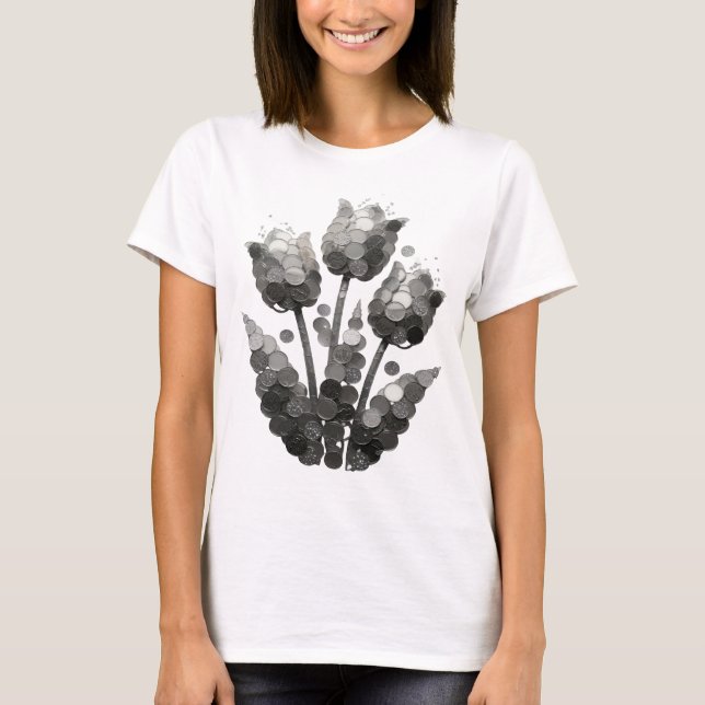 T-shirt Déclaration de design d'art abstrait gris frais (Devant)